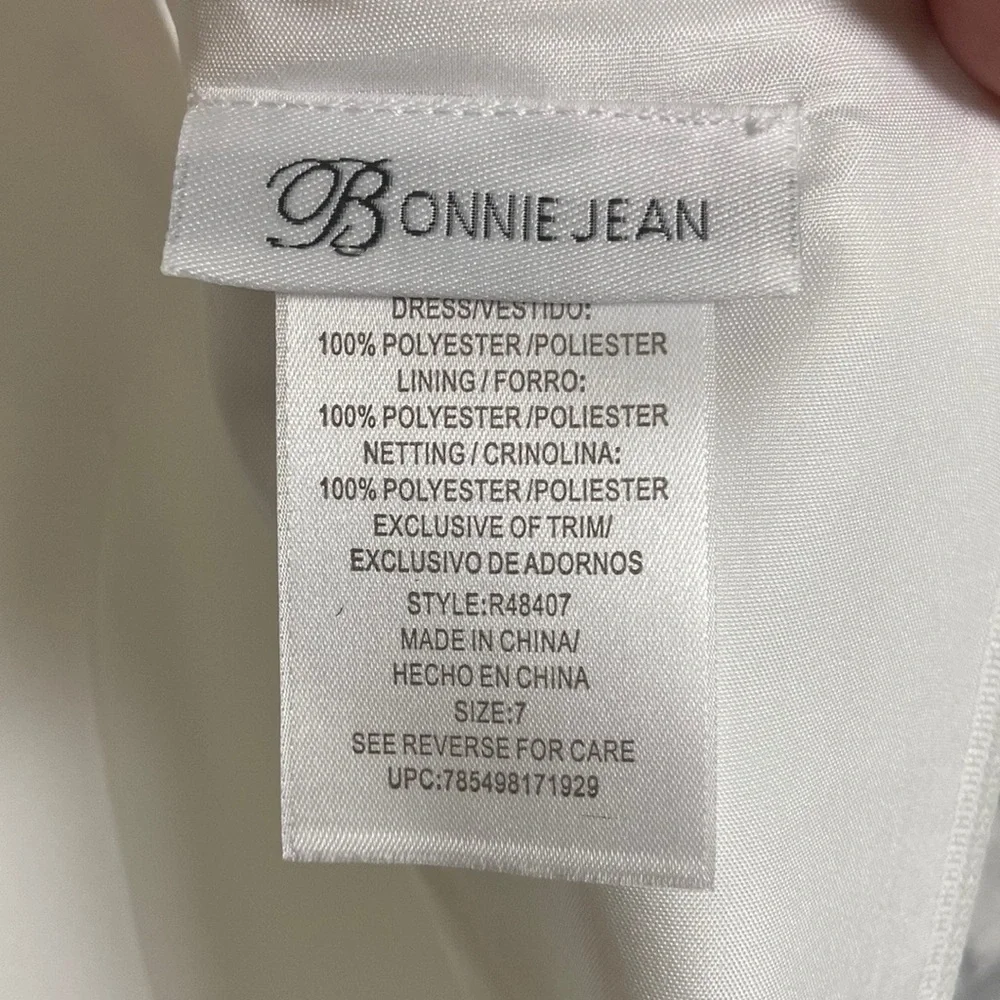 Bonnie Jean Girl's 7 White Asymmetrical Embroidered Lace Formal Dress